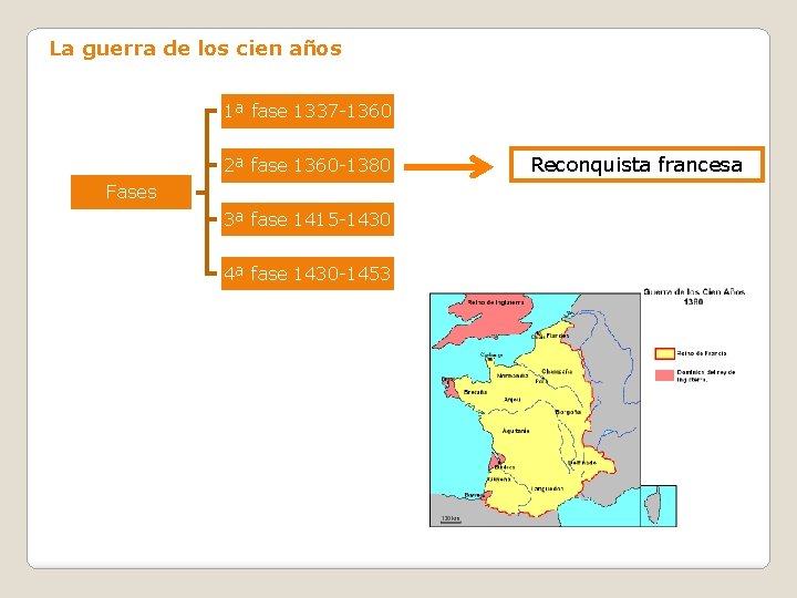 La guerra de los cien años 1ª fase 1337 -1360 2ª fase 1360 -1380