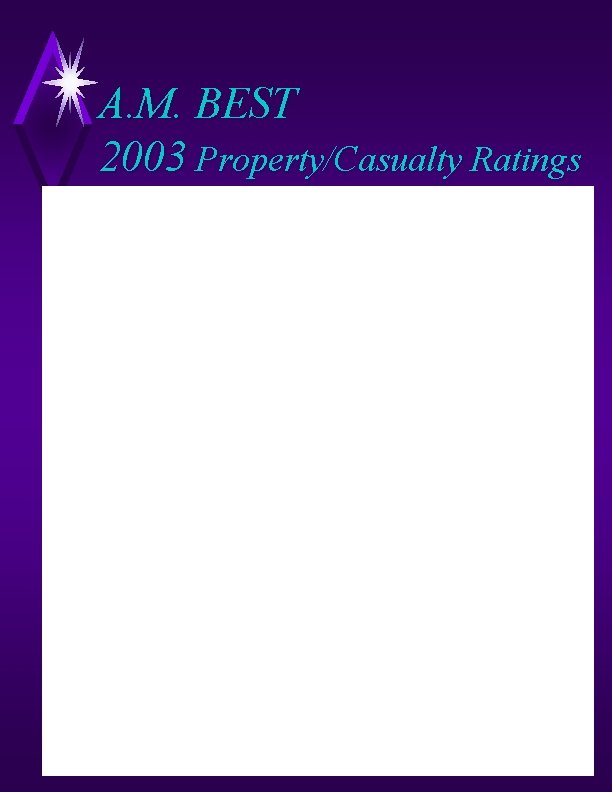 A. M. BEST 2003 Property/Casualty Ratings 