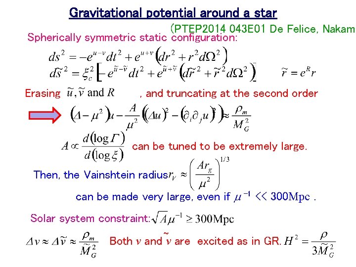 Gravitational potential around a star (PTEP 2014 043 E 01 De Felice, Nakamu Spherically