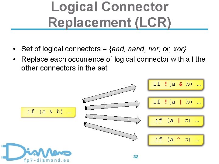 Logical Connector Replacement (LCR) • Set of logical connectors = {and, nor, xor} •
