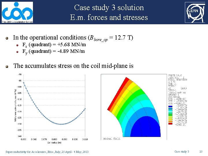 Case study 3 solution E. m. forces and stresses In the operational conditions (Bbore_op