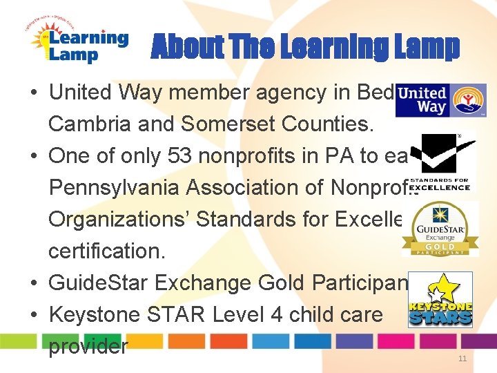 About The Learning Lamp • United Way member agency in Bedford, Cambria and Somerset About The Learning Lamp • United Way member agency in Bedford, Cambria and Somerset