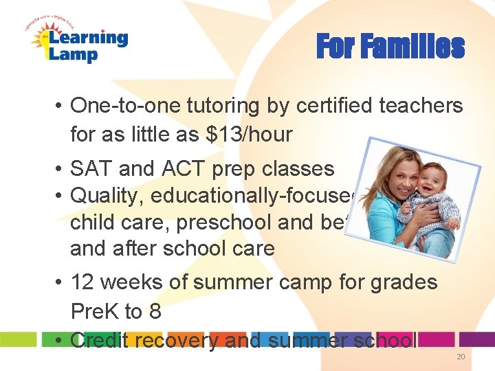 For Families • One-to-one tutoring by certified teachers for as little as $13/hour • For Families • One-to-one tutoring by certified teachers for as little as $13/hour •