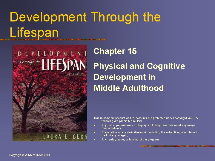 Development Through the Lifespan Chapter 15 Physical and Cognitive Development in Middle Adulthood This