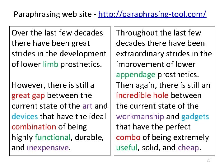 Paraphrasing web site - http: //paraphrasing-tool. com/ Over the last few decades there have