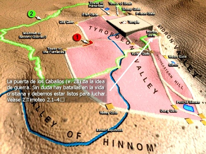 La puerta de los Caballos (v. 28 � 28)�da la idea de guerra. Sin