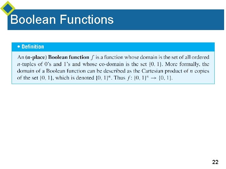 Boolean Functions 22 