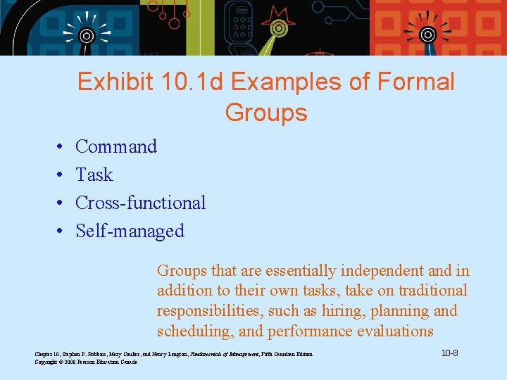 Exhibit 10. 1 d Examples of Formal Groups • • Command Task Cross-functional Self-managed