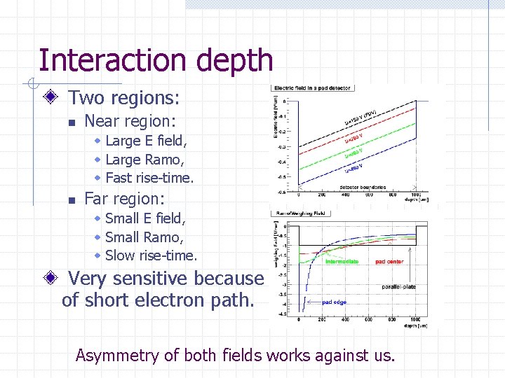Interaction depth Two regions: n Near region: w Large E field, w Large Ramo,