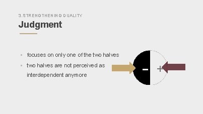 3. STRENGTHENING DUALITY Judgment § focuses on only one of the two halves §