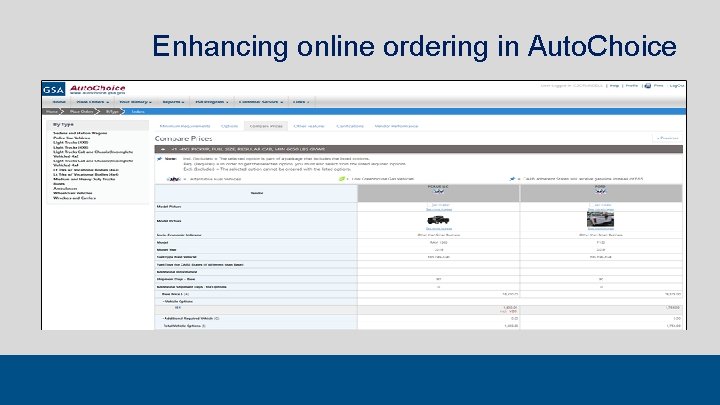Enhancing online ordering in Auto. Choice 