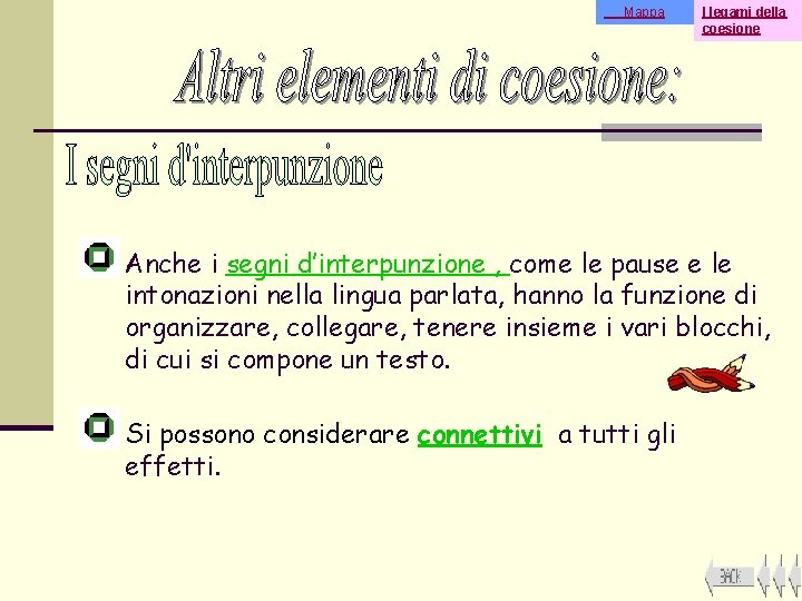 Mappa I legami della coesione Anche i segni d’interpunzione , come le pause e