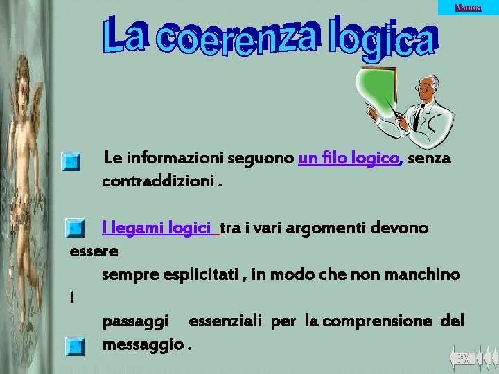 Mappa Le informazioni seguono un filo logico, senza contraddizioni. I legami logici tra i