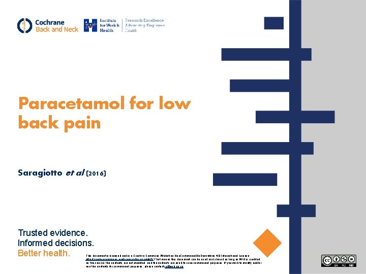 Paracetamol for low back pain Saragiotto et al (2016) Trusted evidence. Informed decisions. Better