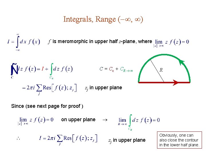 Integrals, Range ( , ) f is meromorphic in upper half z-plane, where C
