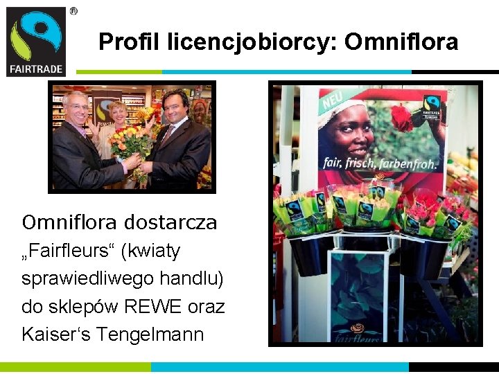 Profil licencjobiorcy: Omniflora dostarcza „Fairfleurs“ (kwiaty sprawiedliwego handlu) do sklepów REWE oraz Kaiser‘s Tengelmann Profil licencjobiorcy: Omniflora dostarcza „Fairfleurs“ (kwiaty sprawiedliwego handlu) do sklepów REWE oraz Kaiser‘s Tengelmann