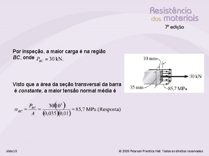 Por inspeção, a maior carga é na região BC, onde Visto que a área