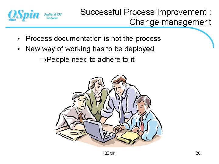 QSpin Quality & SPI Network Successful Process Improvement : Change management • Process documentation