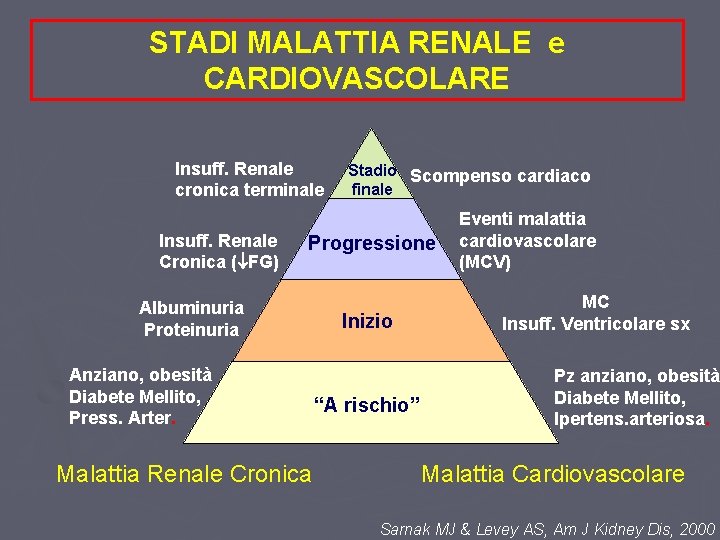 STADI MALATTIA RENALE e CARDIOVASCOLARE Insuff. Renale cronica terminale Insuff. Renale Cronica ( FG) STADI MALATTIA RENALE e CARDIOVASCOLARE Insuff. Renale cronica terminale Insuff. Renale Cronica ( FG)