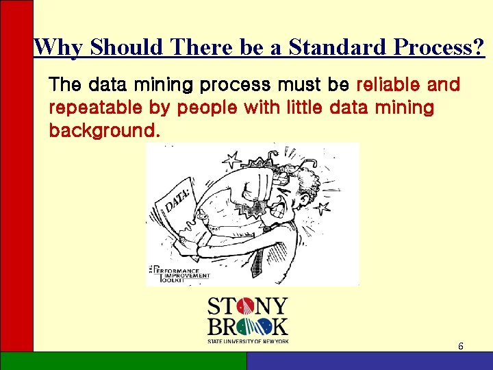 Why Should There be a Standard Process? The data mining process must be reliable Why Should There be a Standard Process? The data mining process must be reliable