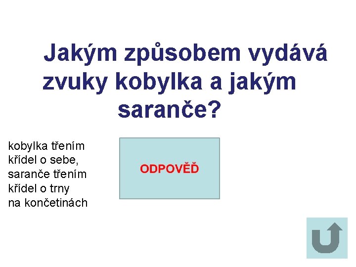 Jakým způsobem vydává zvuky kobylka a jakým saranče? kobylka třením křídel o sebe, saranče