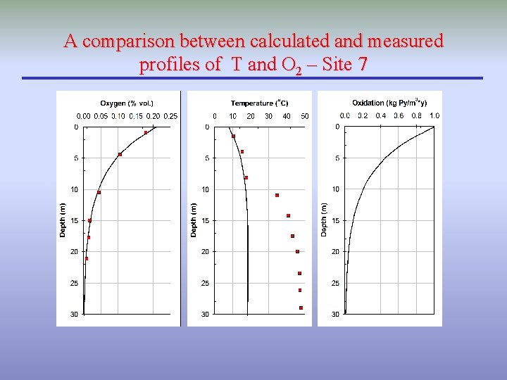 A comparison between calculated and measured profiles of T and O 2 – Site
