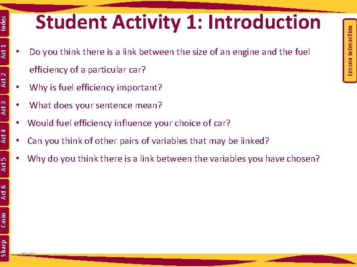 efficiency of a particular car? • Why is fuel efficiency important? • What does