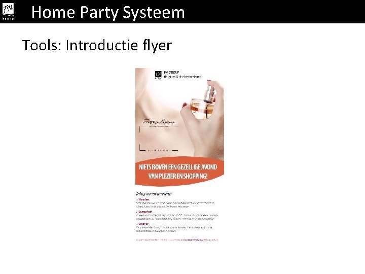 Home Party Systeem Tools: Introductie flyer 