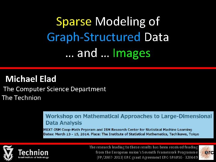 Sparse Modeling of Graph-Structured Data … and … Images Michael Elad The Computer Science