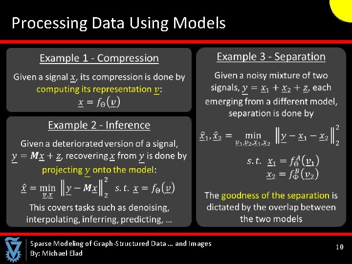  Processing Data Using Models Sparse Modeling of Graph-Structured Data … and Images By:
