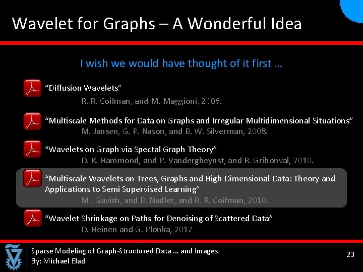  Wavelet for Graphs – A Wonderful Idea I wish we would have thought