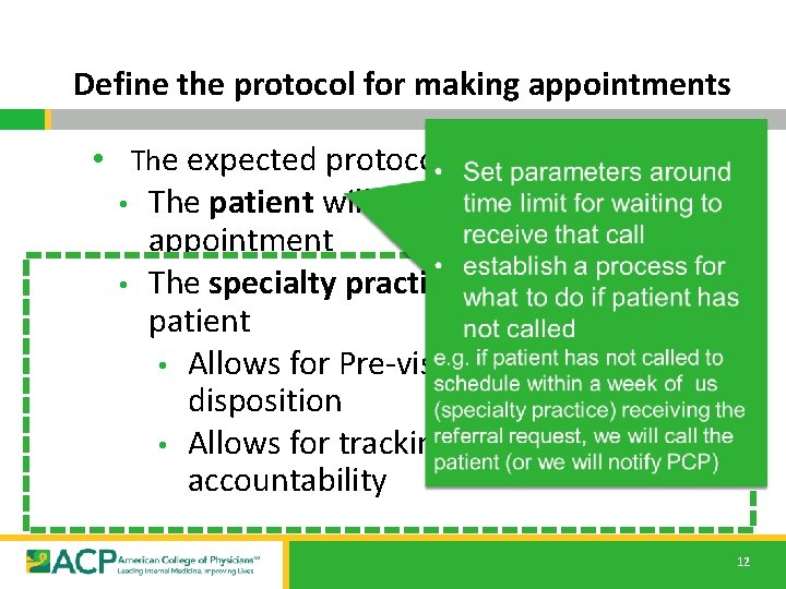Define the protocol for making appointments • The expected protocol: • The patient will Define the protocol for making appointments • The expected protocol: • The patient will