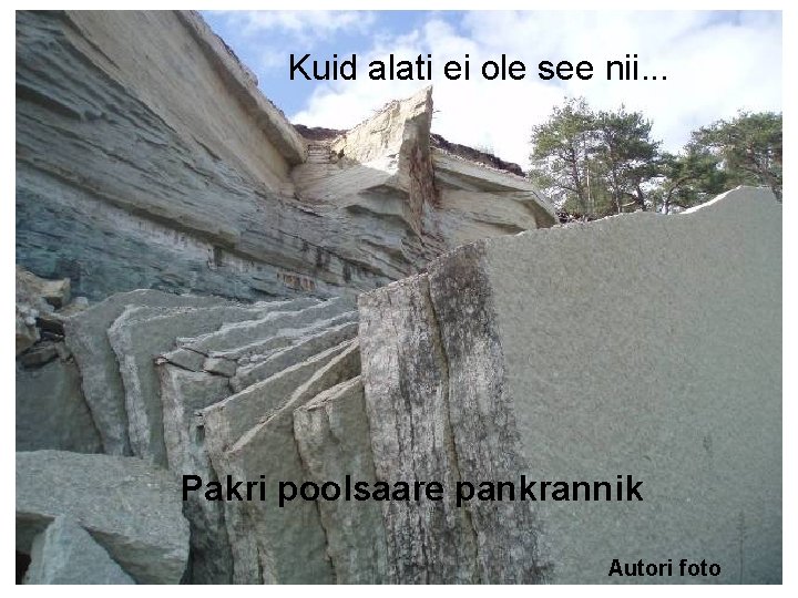 Kuid alati ei ole see nii. . . Pakri poolsaare pankrannik Autorifoto Autori 