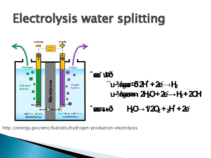 Electrolysis water splitting http: //energy. gov/eere/fuelcells/hydrogen-production-electrolysis 