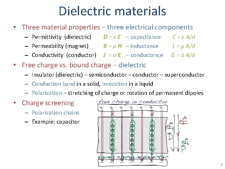 Dielectric materials • Three material properties – three electrical components – Permittivity (dielectric) –