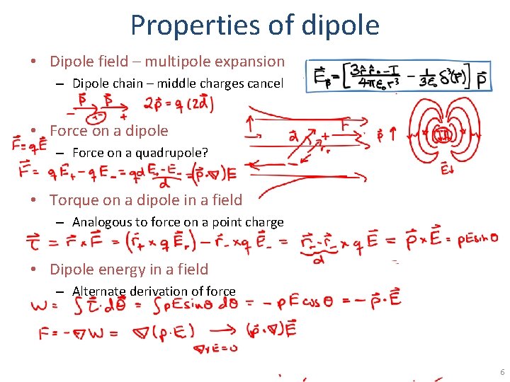 Properties of dipole • Dipole field – multipole expansion – Dipole chain – middle