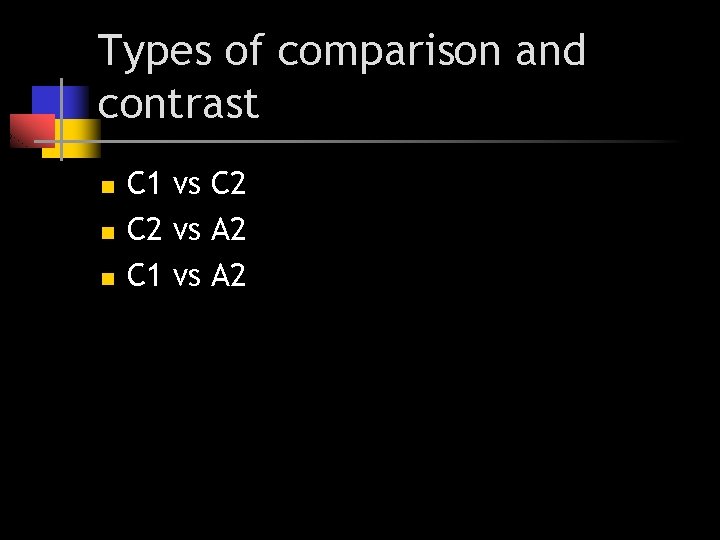 Types of comparison and contrast n n n C 1 vs C 2 vs Types of comparison and contrast n n n C 1 vs C 2 vs