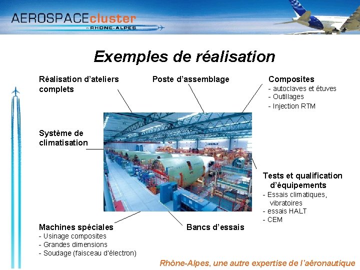 Exemples de réalisation Réalisation d’ateliers complets Poste d’assemblage Composites - autoclaves et étuves -