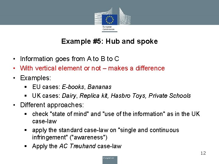 Example #5: Hub and spoke • Information goes from A to B to C Example #5: Hub and spoke • Information goes from A to B to C