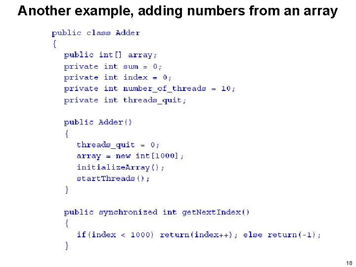 Another example, adding numbers from an array 18 