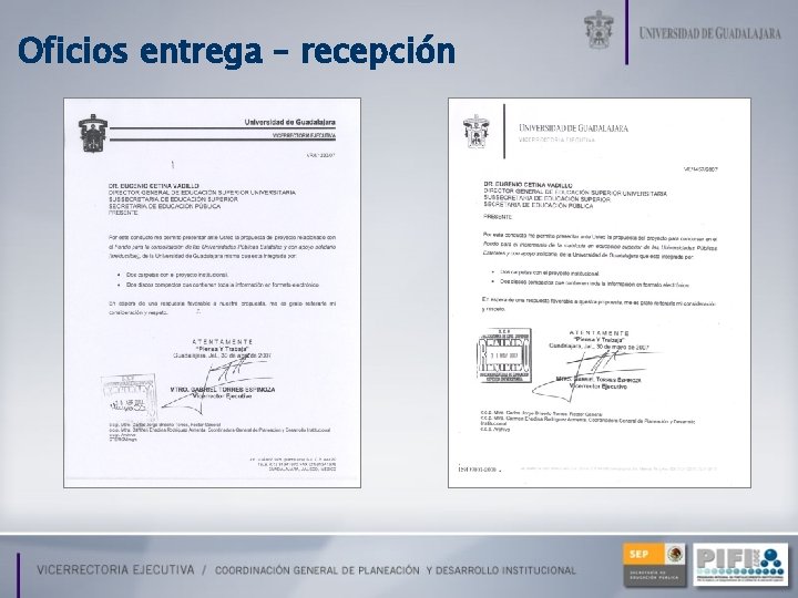 Oficios entrega – recepción 