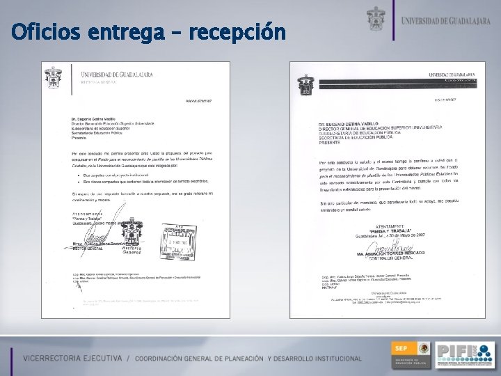 Oficios entrega – recepción 