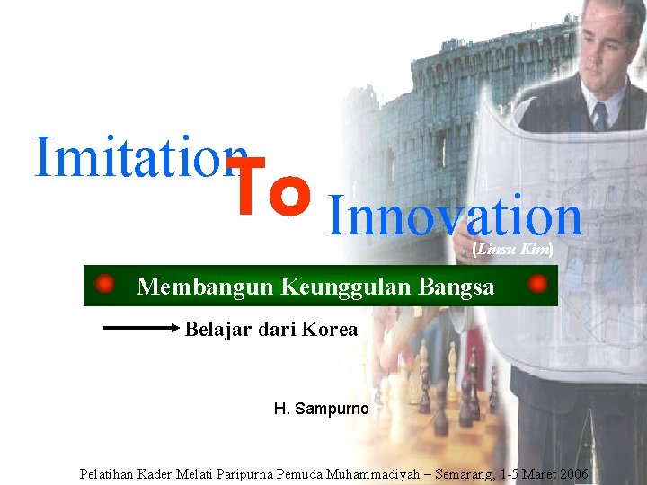 Imitation To Innovation (Linsu Kim) Membangun Keunggulan Bangsa Belajar dari Korea H. Sampurno Pelatihan