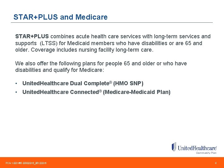 STAR+PLUS and Medicare STAR+PLUS combines acute health care services with long-term services and supports