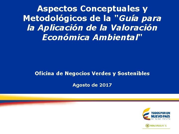 Aspectos Conceptuales y Metodológicos de la "Guía para la Aplicación de la Valoración Económica