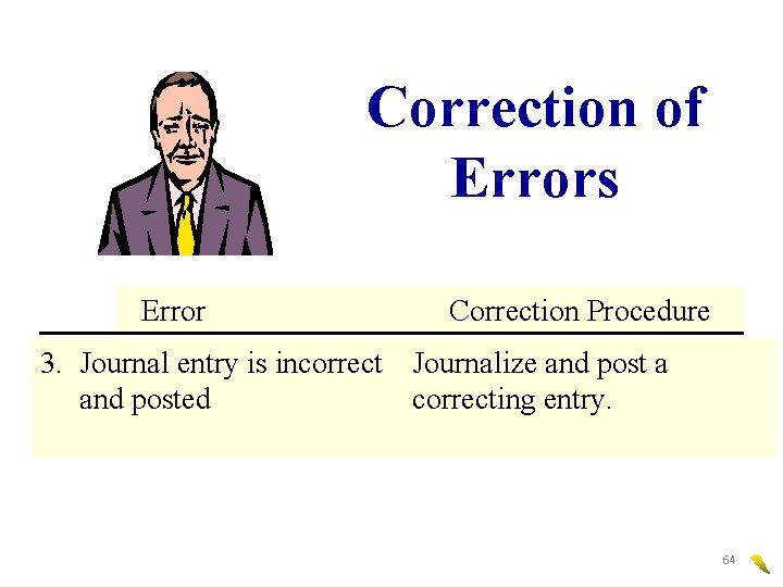 Correction of Errors Error Correction Procedure 3. Journal entry is incorrect Journalize and post