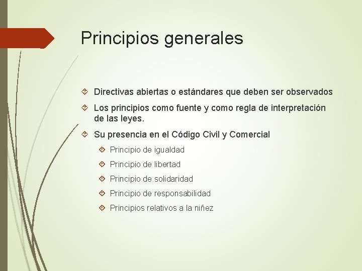 Principios generales Directivas abiertas o estándares que deben ser observados Los principios como fuente