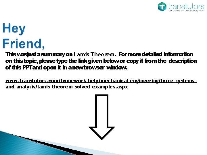 This wasjust asummary on Lamis Theorem. For more detailed information on this topic, please