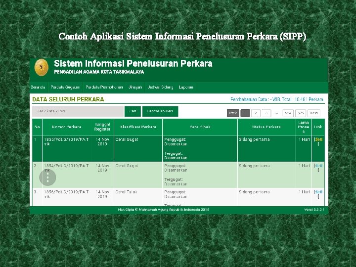 Contoh Aplikasi Sistem Informasi Penelusuran Perkara (SIPP) 