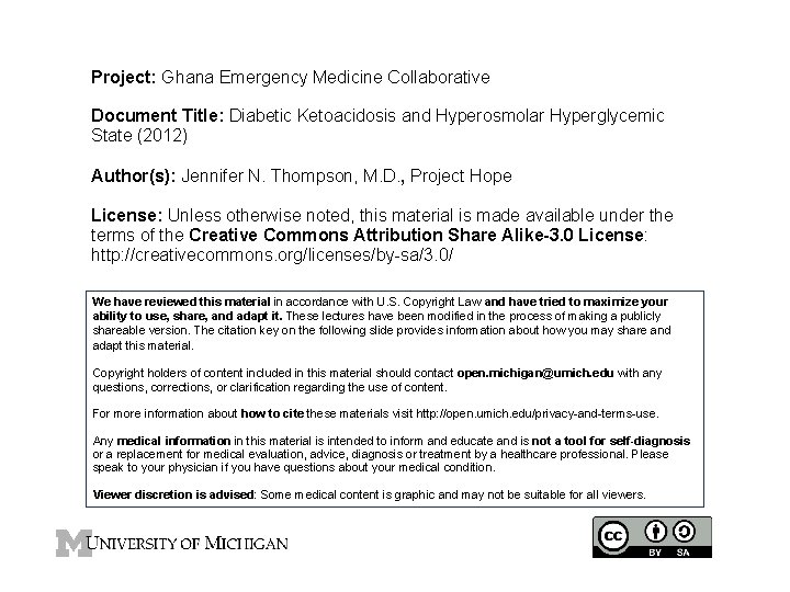 Project: Ghana Emergency Medicine Collaborative Document Title: Diabetic Ketoacidosis and Hyperosmolar Hyperglycemic State (2012)